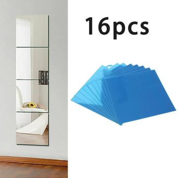 Square Mirror Wall Stickers Self-Adhesive Acrylic Tiles for Bedroom Decor