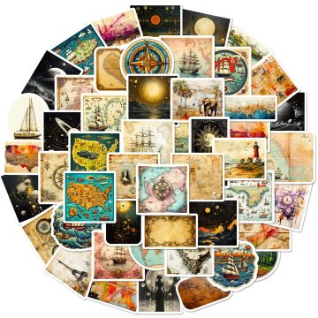 World Map Moon Planet Stickers for Travel Guitar Fridge