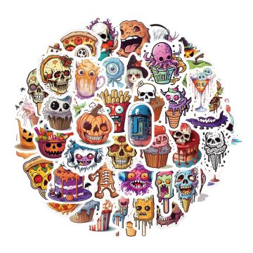 Horror Skeleton Graffiti Stickers - Waterproof Halloween Decals for Luggage