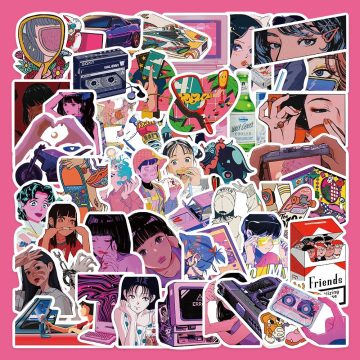 Cartoon Women Graffiti Stickers for Helmet, Wall, DIY Decor