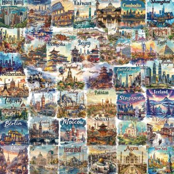 Cartoon City PET Stickers for Scrapbooking, Korean Stationery, DIY Supplies for Kids