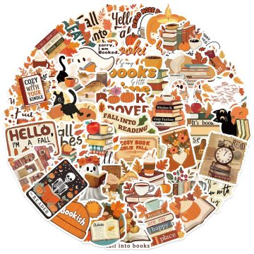 Autumn Fall Book Reading Stickers for Scrapbook Phone