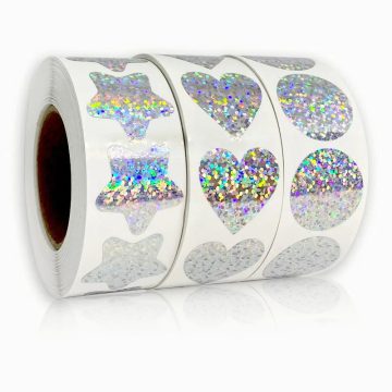 Rainbow Laser Heart Stickers for Wedding and Envelope Seals
