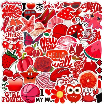 Cartoon Fashion Red Graffiti Stickers for Helmet, Wall, DIY Decor