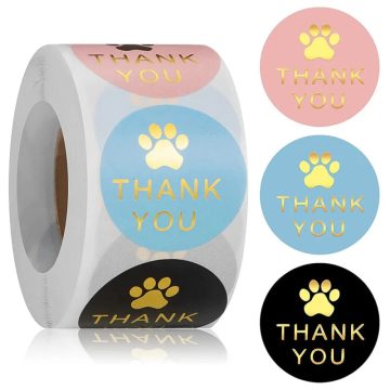 Dog Paw Print "Thank You" Label Stickers for Shipping