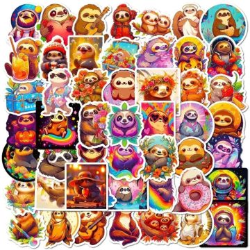 Cartoon Sloth Personality Stickers for Refrigerator Helmet Bike