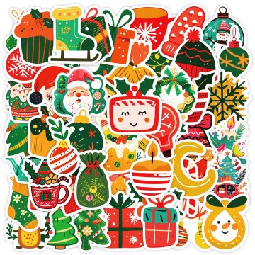 Christmas Cartoon Stickers for Helmet, Wall, and DIY Decoration
