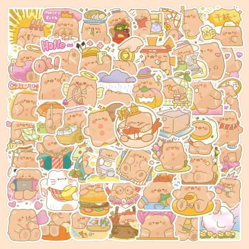 Classic Bear Cartoon Stickers - Cute Animal Decals for Skateboard & Suitcase