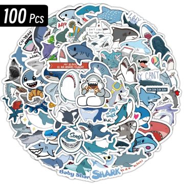 Kawaii Shark Ocean Fish Stickers - Cartoon Decals for Kids DIY Laptop Scrapbook Fridge