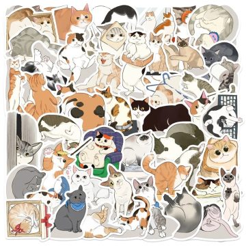 Kawaii Angry Cat PVC Stickers - Aesthetic DIY Decoration for Scrapbooking, Kids Supplies