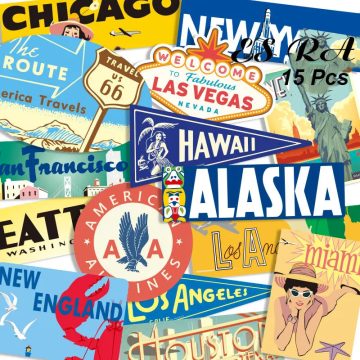 Aesthetic Retro Vinyl Stickers Large Decorative Pack for Laptops and Skateboards