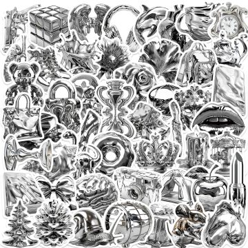 Cool Silver Stuff Cartoon Decorative Stickers for Phone, Laptop, Water Bottle, Computer, Refrigerator, and Luggage