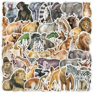 Zoo Wild Animals Cartoon Stickers - Aesthetic Graffiti Decals for Skateboard Fridge