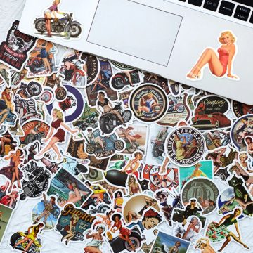 Pin Up Girl Graffiti Street Punk Motorcycle Stickers For Suitcase Laptop