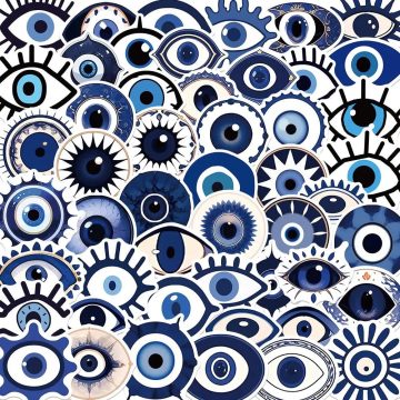 Blue Eye Waterproof Stickers for Laptop, Luggage, Phone, Skateboard