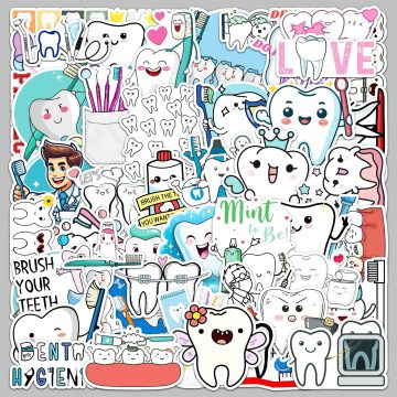 Cartoon Teeth Care Stickers for Helmet, Wall, DIY Decoration Wholesale