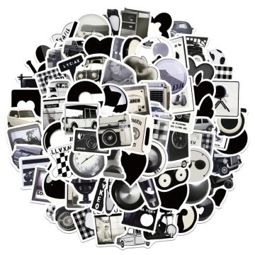 Black and White Cute Stickers for DIY and Tech Decor