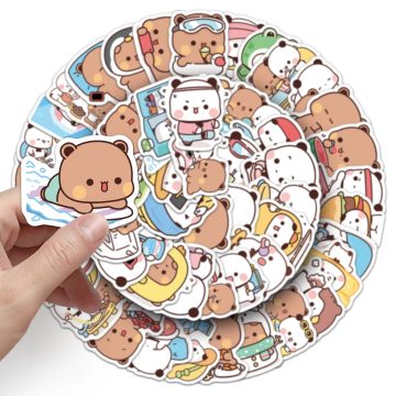 Kawaii Cartoon Panda Stickers - Cute Animal Decals for Luggage Laptop Phone Skateboard