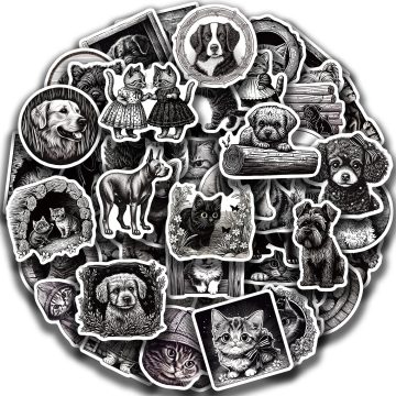 Cartoon Mixed Animals Aesthetic Stickers with Cats and Dogs for Notebook, Phone, Laptop, Diary, Kids Toy