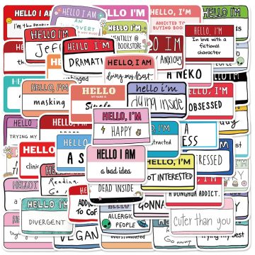Hello I Am Cartoon Stickers for Laptop, Phone, Bottle, Journal