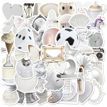 White Decorative Stickers for DIY Stationery and Laptop Decor