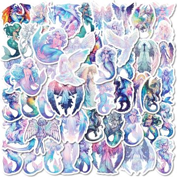 Angel and Mermaid Cartoon Stickers for Wall and DIY Decoration