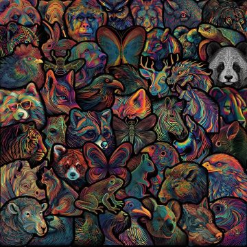 Psychedelic Dark Art Line Animals Stickers - Aesthetic Decals for Guitar Motorcycle