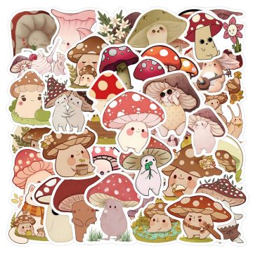 Mushroom Retro Cartoon Stickers - Kawaii Decals for Guitar & Scrapbook