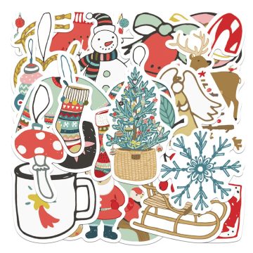 Cute Santa Claus Christmas Tree Stickers - Holiday Decoration Pack
