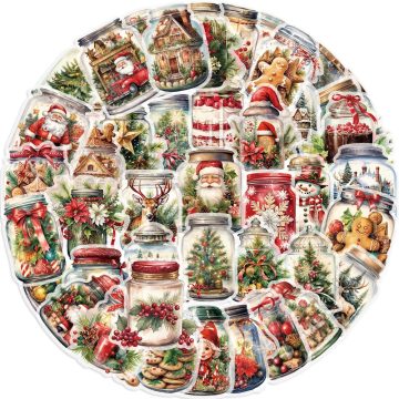 Christmas Bottle Decals Cute Stickers with PET Material for Phone, Notebook, Suitcase, Laptop, Fridge, and Wall