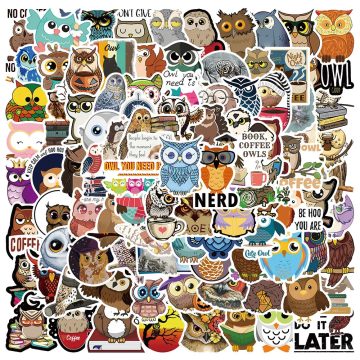 Cute Cartoon Animals Owl Waterproof Graffiti Decals