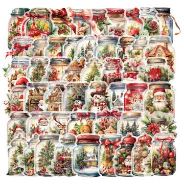 Cute Christmas Wishing Bottle Stickers - Cartoon Santa Claus Party Decoration for Laptop Phone Luggage