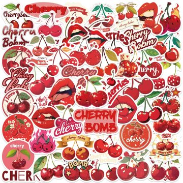 Cute Cartoon Fruit Cherry Stickers, Waterproof Graffiti for Luggage, Laptop, Guitar, Phone, Skateboard Vinyl Decals