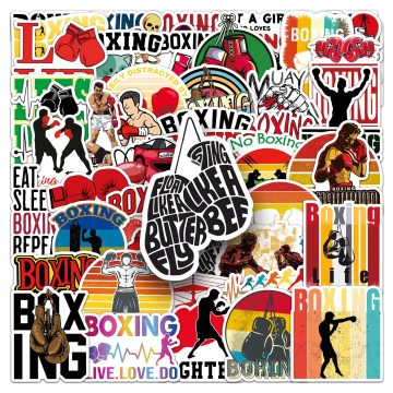 Boxing Sports Cartoon Waterproof Stickers for Skateboard, Snowboard