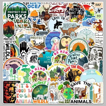 Animal Protection Stickers Graffiti Decals for Helmet, Wall, DIY Decor