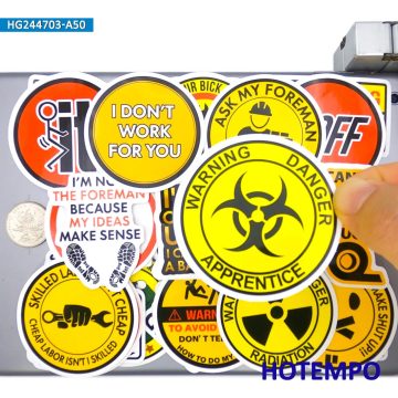 Warning Stickers Safety Caution Danger Tips Humorous Worker Slogan for DIY Creative Decoration