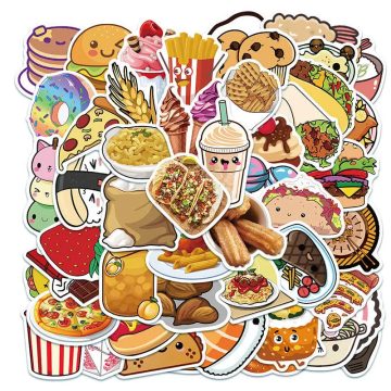 Burger Fast Food Graffiti Stickers for Wall and Desktop Decoration