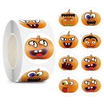 Happy Halloween Stickers Pumpkin-Themed Party Labels for Kids' Gifts and Holiday Decoration