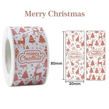Rose Gold Foil Merry Christmas Stickers Gift Seal and Shipping Labels