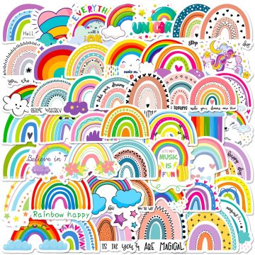 Bohemian Rainbow Graffiti Stickers for Helmet, Wall, DIY Decor