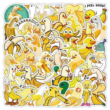 Banana Duck Cartoon Stickers - Funny Food Graffiti