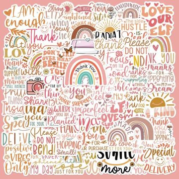 Bohemian Thank You Stickers for Helmet, Wall, DIY Decor
