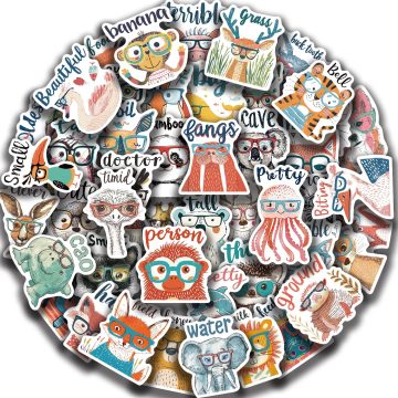 Cute Cartoon Animal Interjections Stickers for Phone, Guitar, Laptop, Notebook, Suitcase, Cup, Waterproof Stickers, Kids Toy