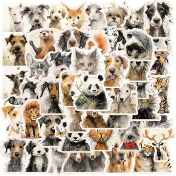 Waterproof Bristled Dog Cat Animal Stickers for Skateboard Laptop Phone