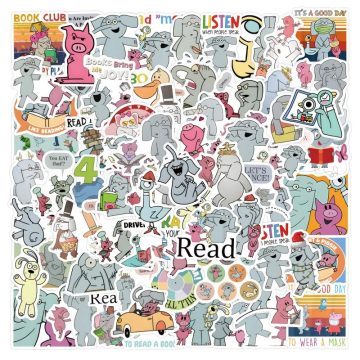 Elephant & Piggie Sticker Pack Luggage, Bottle, Laptop, and Fridge Decoration