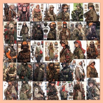 Military Uniform Girl Stickers for Motorcycle Bike