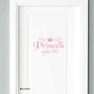 Princess Sleeps Here Window Sticker - Kids Room Door Crown Home Decor