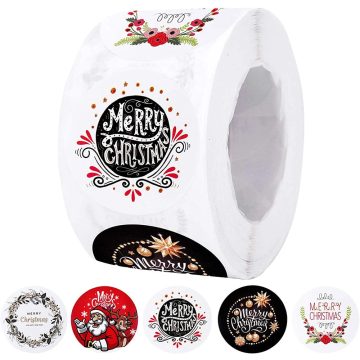 Santa Claus Christmas Gift Stickers with Festive Pattern