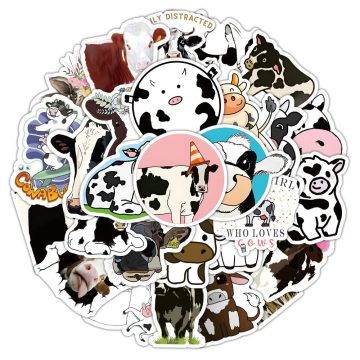 Dairy Cow Animal Stickers - Cartoon Graffiti Decals for Guitar & Fridge