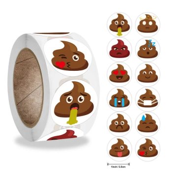 Funny Pet Poop Emoji Reward Stickers Roll for Teachers, Office, and Gifts